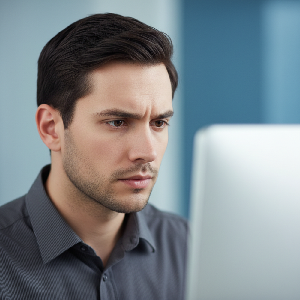 Person using computer to access training account in clean office setting